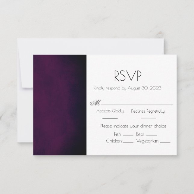 Elegante Lila Ombre Modern Wedding RSVP Card Karte (Vorderseite)