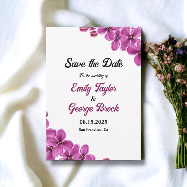Elegante Lila Orchid-Blume Sommerblumenhochzeit Save The Date (Von Creator hochgeladen)