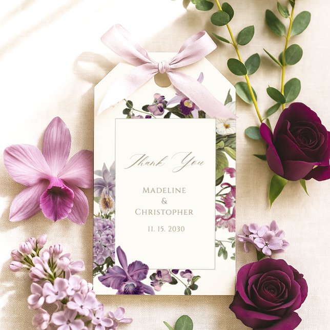 Elegante Lila Orchid Floral Wedding Vielen Dank Geschenkanhänger (Von Creator hochgeladen)