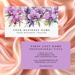 Elegante Lila Orchideen Blume Visitenkarte