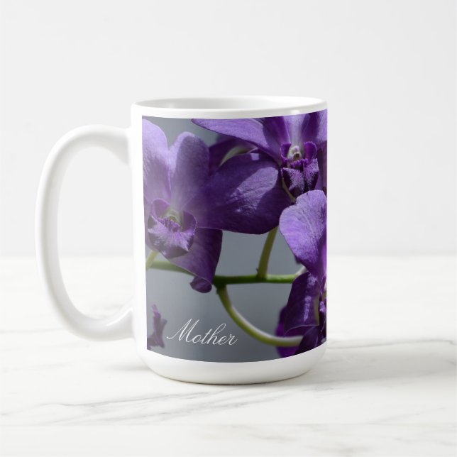 Elegante Lila Orchideen Muttertags Tasse (Links)