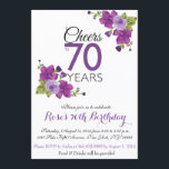 Elegante Lila Paint Blume 70. Geburtstag Einladung<br><div class="desc">Moderne,  stilvolle,  elegante Lila handgemalte Blume zum 70. Geburtstag. Perfekt zum Set der Bühne für eine elegante Geburtstagsbash! Verfügbar für die Jahre 40,  50,  60,  70 und 80. Weitere Entwürfe von Sarah Maiga finden Sie unter www.maigadesigns.com</div>