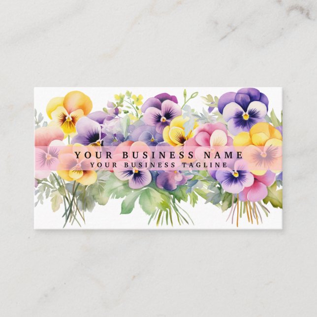 Elegante Lila Pansy Blume Business Cards Visitenkarte (Vorderseite)