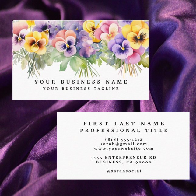 Elegante Lila Pansy Blume Business Cards Visitenkarte (Von Creator hochgeladen)