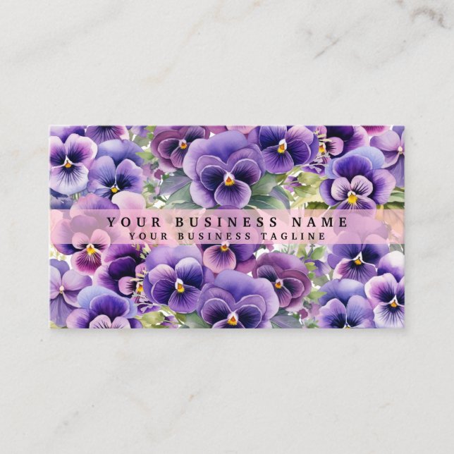 Elegante Lila Pansy Blume Business Cards Visitenkarte (Vorderseite)