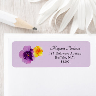 Elegante Lila Pansy Floral Rücksendeadresse