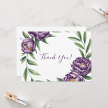 Elegante Lila Peonies Wedding Dankeschön Card