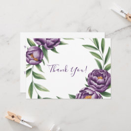 Elegante Lila Peonies Wedding Dankeschön Card Einladung