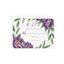Elegante Lila Peonies Wedding RSVP Card Einladung