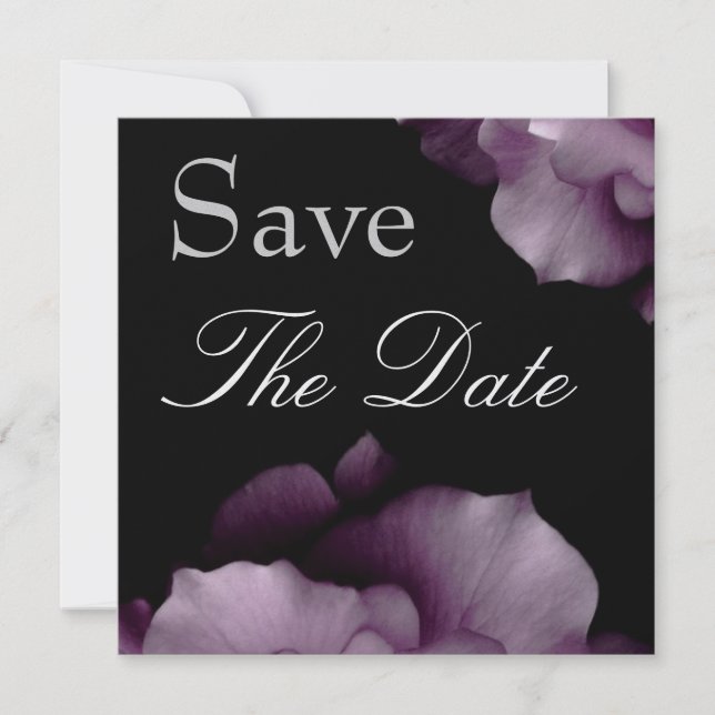 Elegante LILA Petals Wedding Save the Date Invite (Vorderseite)