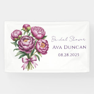 Elegante lila Pfingstrosen-Hochzeitsdusche Banner