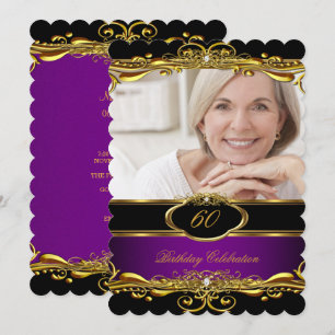 Elegante Lila Pflaume Black 60. Geburtstagsparty Einladung