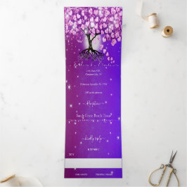 Elegante Lila Pink Heart Leaf Tree Wedding Dreifach Gefaltete Einladung