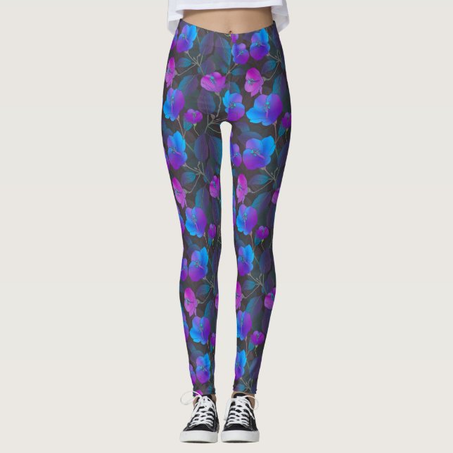 Elegante Lila-rosa Blume Leggings (Vorderseite)