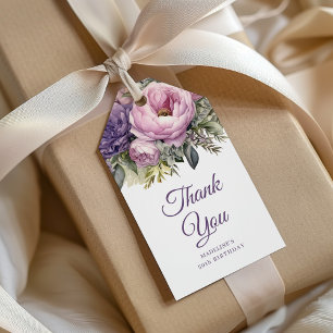 Elegante lila rosa Blumen 50. Geburtstag Geschenkanhänger