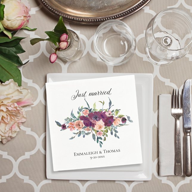 Elegante Lila Rosa Blütenblüte nur verheiratet Hoc Serviette (Von Creator hochgeladen)