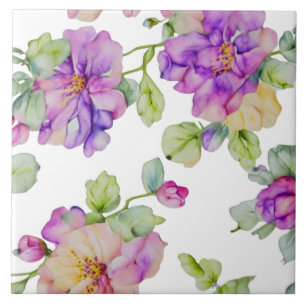 Elegante lila rosa Wasserblumen Fliese