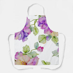 Elegante lila rosa Wasserfarben-Blumen Schürze