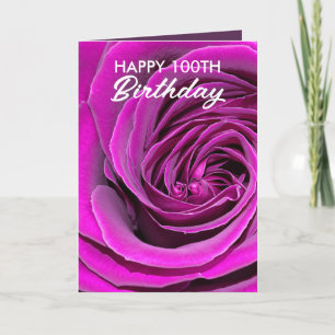 Elegante Lila Rose 100. Geburtstag Karte