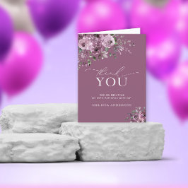 Elegante Lila Rose 60. Geburtstag Vielen Dank Dankeskarte