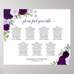 Elegante Lila Rose 7 Tabelle Seating Chart Poster