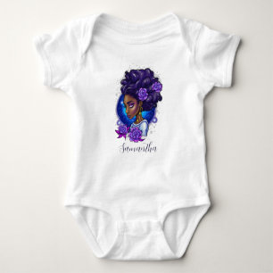 Elegante Lila Rose Afro Woman Baby Strampler