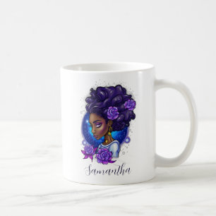 Elegante Lila Rose Afro Woman Kaffeetasse