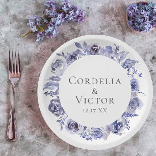 Elegante Lila Rose Blumenwinters Abend Hochzeit Pappteller