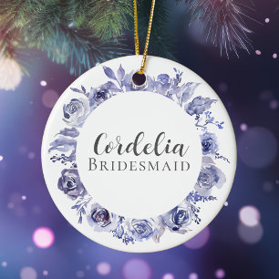 Elegante Lila Rose Custom Bridesmaid Weihnachten Keramik Ornament