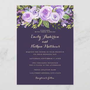 Elegante Lila Rose Einladung