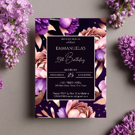 Elegante lila Rose Gold Blumengeschmack Einladung