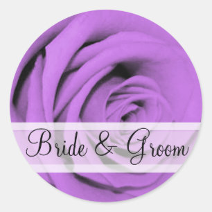 Elegante Lila Rose Hochzeitsticker Runder Aufkleber