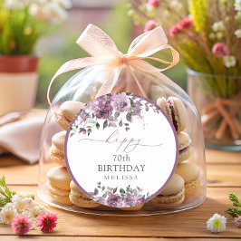 Elegante Lila Rose jedes Alters Geburtstagspartei Runder Aufkleber