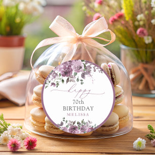 Elegante Lila Rose jedes Alters Geburtstagspartei Runder Aufkleber