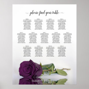 Elegante Lila Rose Pflaume 13 Tafelsitzkarte Poster