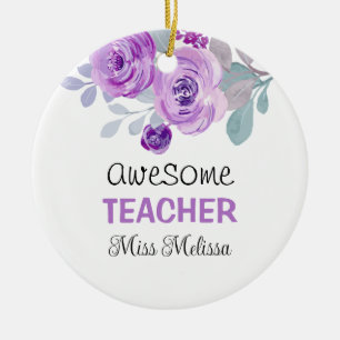 Elegante Lila Rose Phantastisch Teacher-Geschenk Keramik Ornament
