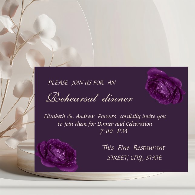 Elegante Lila Rose Probe Abendessen Einladung (Von Creator hochgeladen)