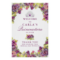 Elegante Lila Rose Quinceanera Begrüßungszeichen