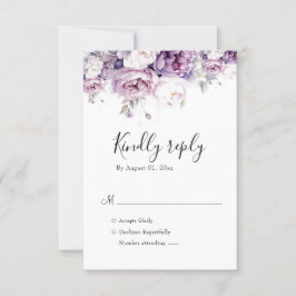 Elegante Lila Rose Wasserfarben Hochzeit der Blume RSVP Karte