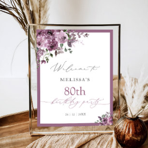 Elegante lila Rosen Geburtstagsbegrüßung jeden Alt Poster
