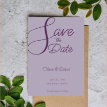 Elegante lila Save-the-Date-Karte