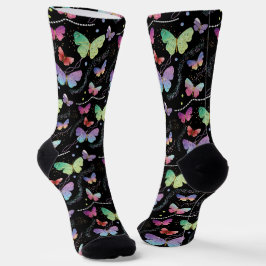 Elegante Lila Schmetterlinge Socken
