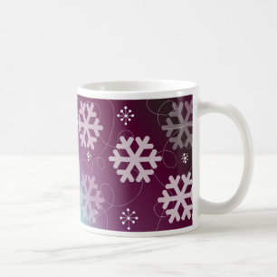Elegante Lila Schneeflocken Tasse