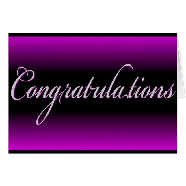 Elegante lila schwarze Flade Herzlichen Glückwunsc (Vorderseite (Horizontal))