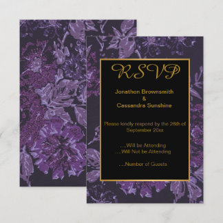 ELEGANTE LILA SCHWARZE GOLD VINTAGE FLORAL-UAWG EINLADUNG