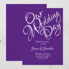 Elegante Lila Script-Hochzeit Einladung