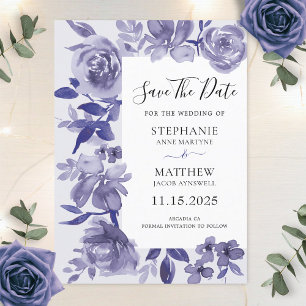 Elegante Lila Shades Watercolor Botanische Hochzei Save The Date