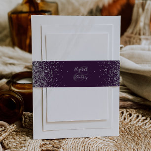 Elegante lila silberne Glitter-Hochzeit Einladungsbanderole