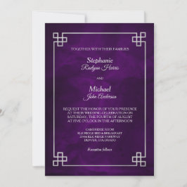 Elegante Lila Silver-Frame-Hochzeit Einladung