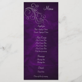 Elegante Lila Silver Wedding Menu Rack Card Menükarte